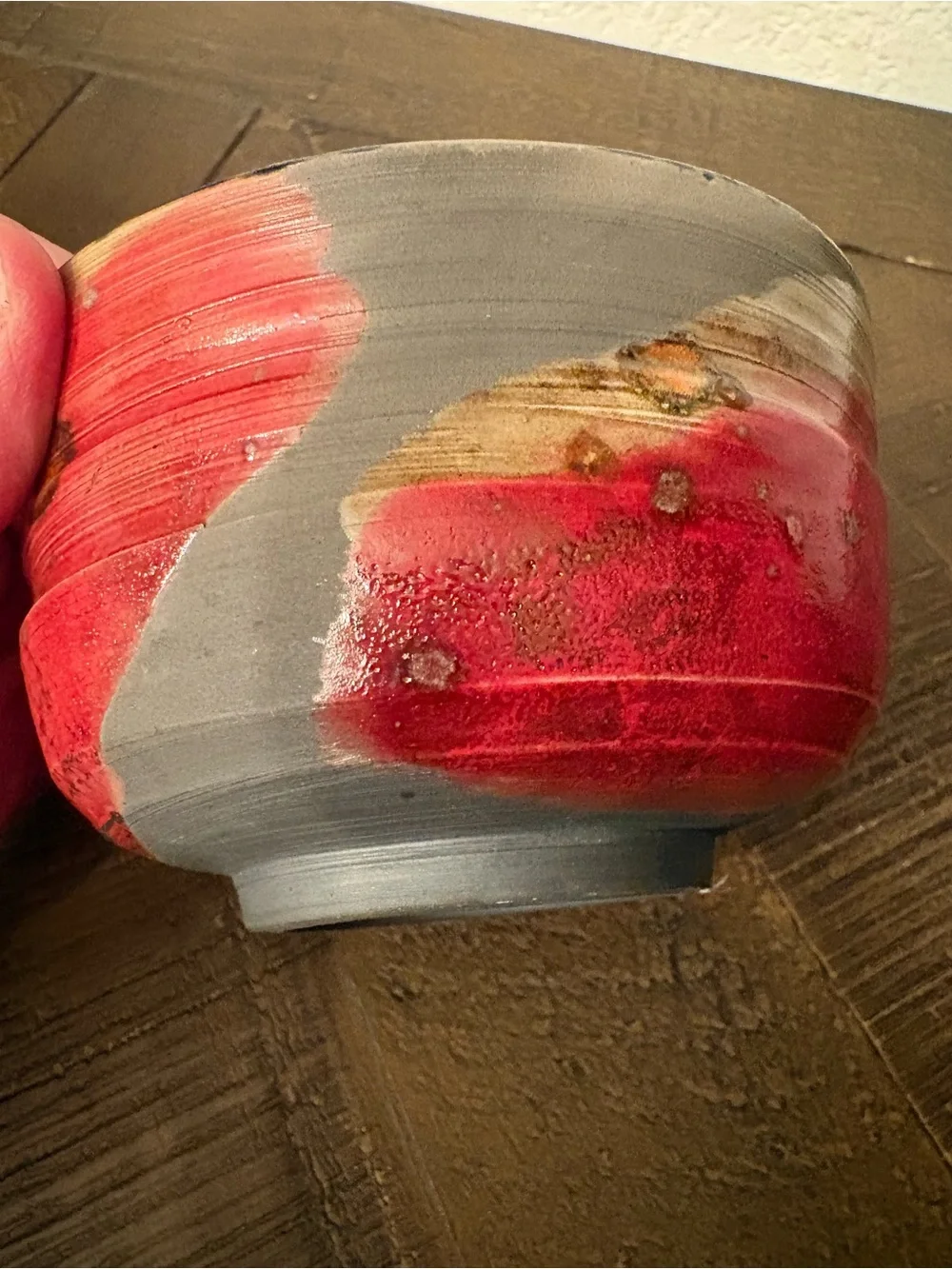 Handmade Red and Blue Ceramic Bowl Planter - Home Accents